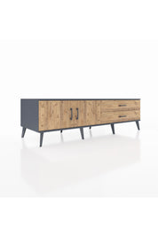 Kronos TV Ünitesi Tek Raflı 2 Çekmeceli 2 Kapaklı 176x59x51 Antrasit-Çam/Çam