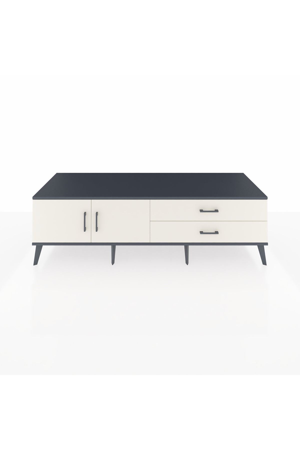 Kronos TV Ünitesi Tek Raflı 2 Çekmeceli 2 Kapaklı 176x59x51 Antrasit-Aytaşı/Aytaşı