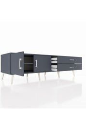 Kronos TV Ünitesi Tek Raflı 2 Çekmeceli 2 Kapaklı 176x59x51 Antrasit-Antrasit/Antrasit