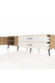 Kronos TV Ünitesi Tek Raflı 2 Çekmeceli 2 Kapaklı 176x59x51 Çam-Çam/Aytaşı