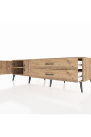 Kronos TV Ünitesi Tek Raflı 2 Çekmeceli 2 Kapaklı 176x59x51 Çam-Çam/Çam