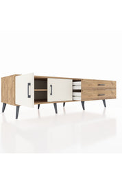 Kronos TV Ünitesi Tek Raflı 2 Çekmeceli 2 Kapaklı 176x59x51 Çam-Aytaşı/Çam