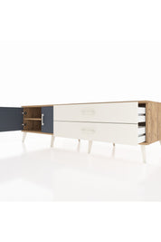 Kronos TV Ünitesi Tek Raflı 2 Çekmeceli 2 Kapaklı 176x59x51 Çam-Antrasit/Aytaşı