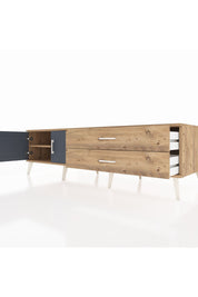 Kronos TV Ünitesi Tek Raflı 2 Çekmeceli 2 Kapaklı 176x59x51 Çam-Antrasit/Çam