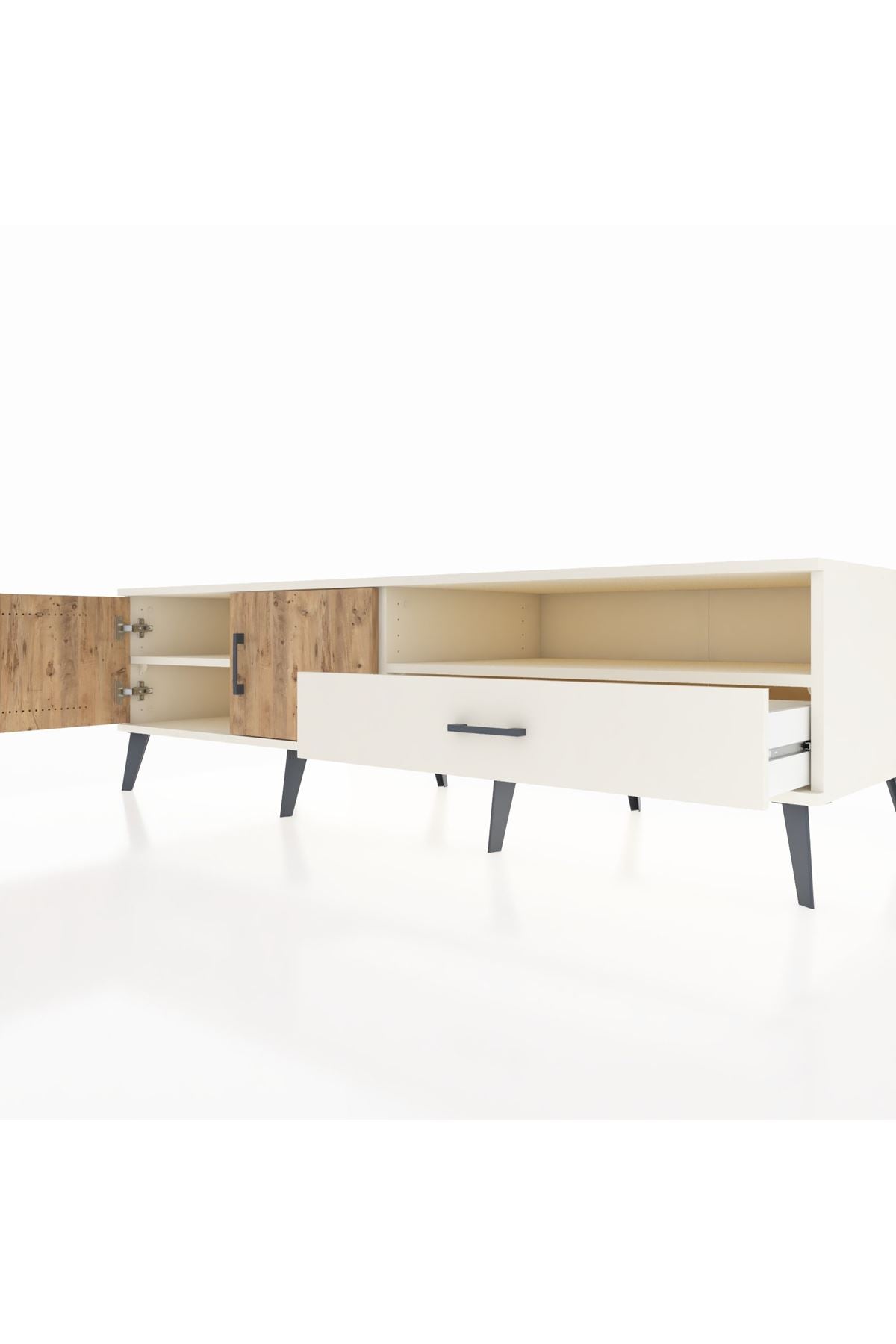 Kronos TV Ünitesi 2 Raflı Tek Çekmeceli 2 Kapaklı 176x59x51 Aytaşı-Çam/Aytaşı