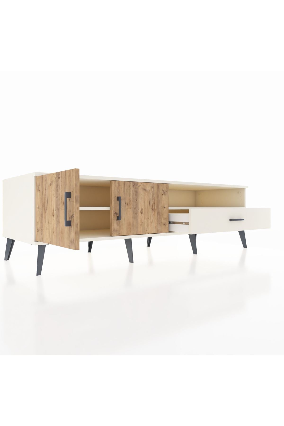 Kronos TV Ünitesi 2 Raflı Tek Çekmeceli 2 Kapaklı 176x59x51 Aytaşı-Çam/Aytaşı