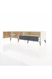 Kronos TV Ünitesi 2 Raflı Tek Çekmeceli 2 Kapaklı 176x59x51 Aytaşı-Çam/Antrasit