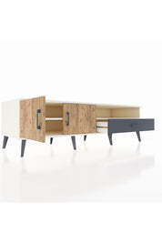 Kronos TV Ünitesi 2 Raflı Tek Çekmeceli 2 Kapaklı 176x59x51 Aytaşı-Çam/Antrasit