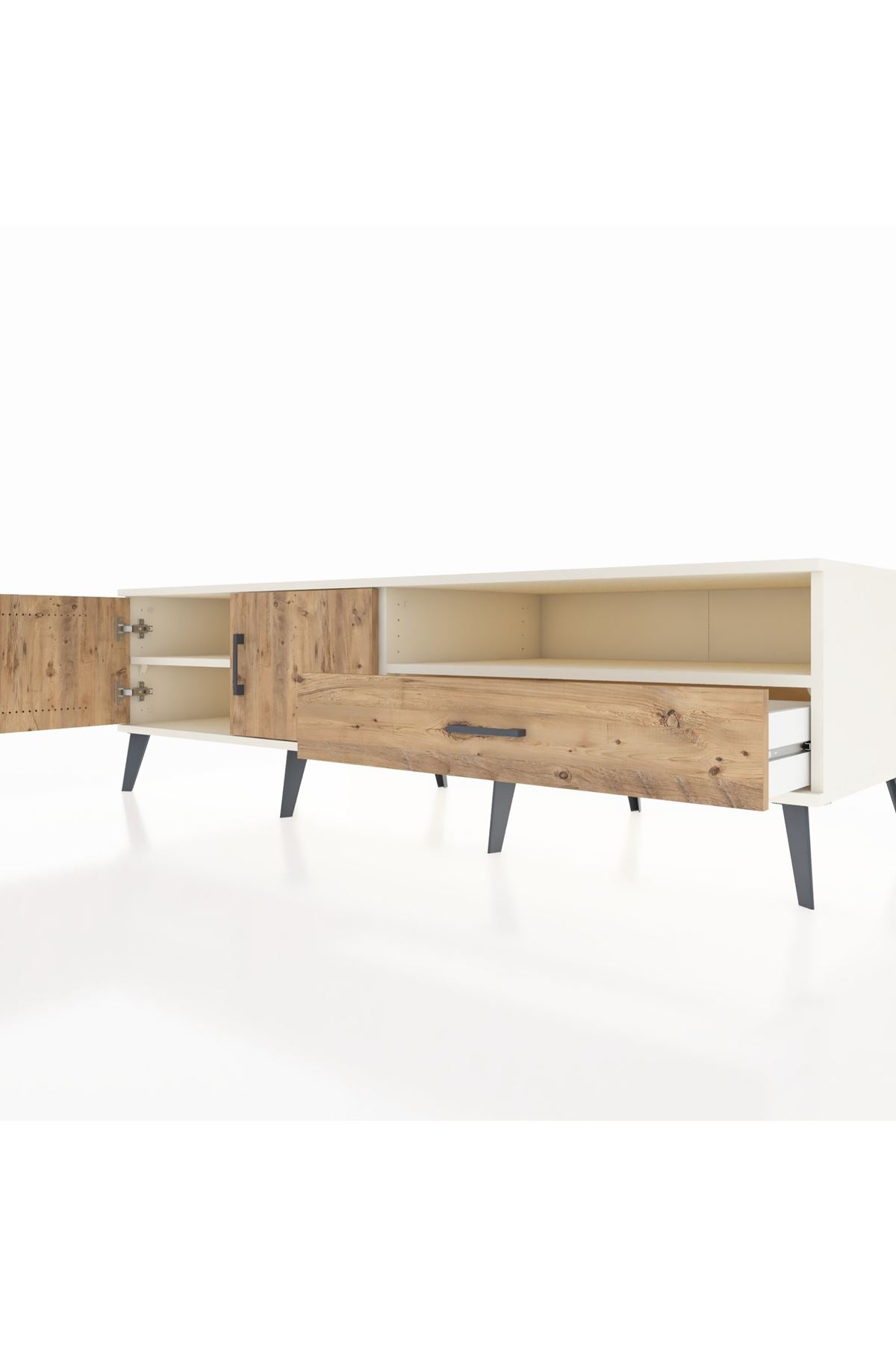 Kronos TV Ünitesi 2 Raflı Tek Çekmeceli 2 Kapaklı 176x59x51 Aytaşı-Çam/Çam