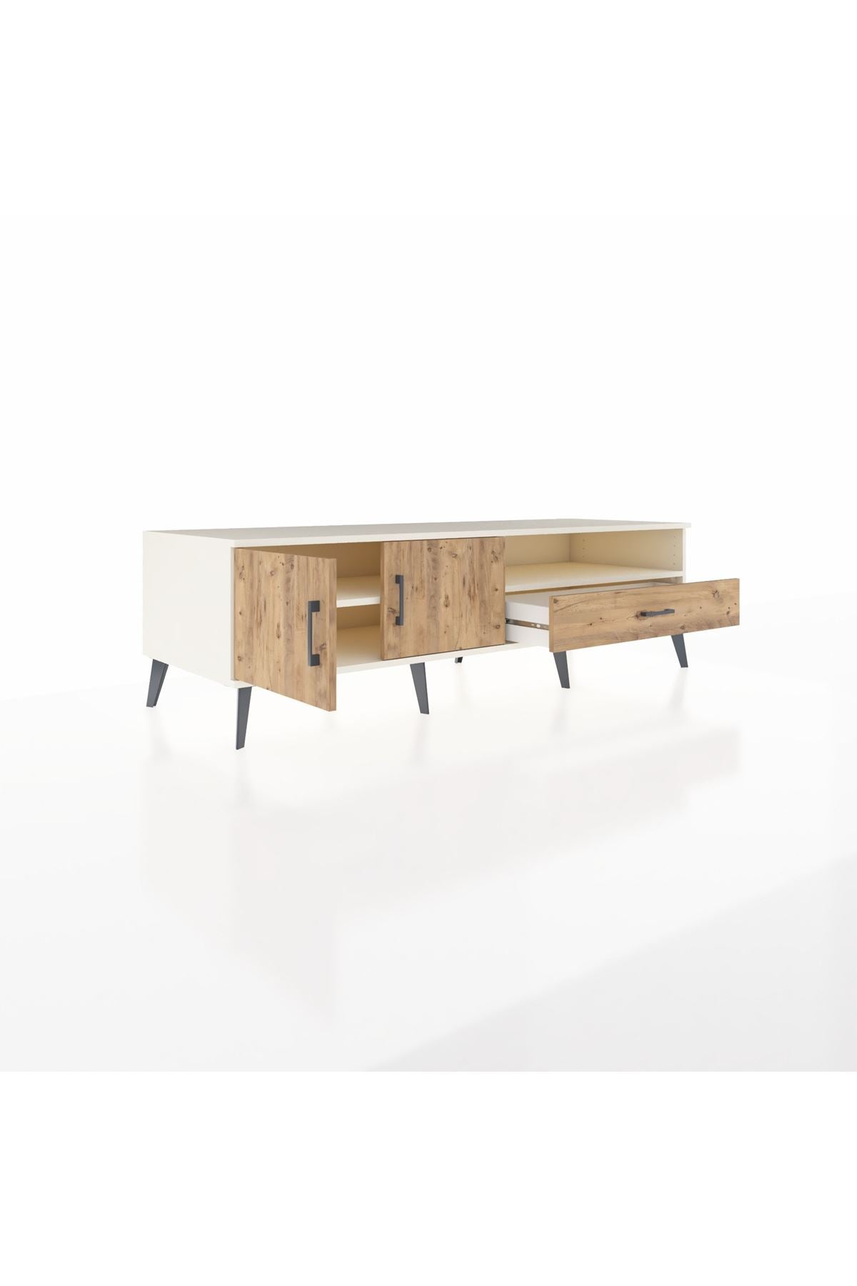 Kronos TV Ünitesi 2 Raflı Tek Çekmeceli 2 Kapaklı 176x59x51 Aytaşı-Çam/Çam