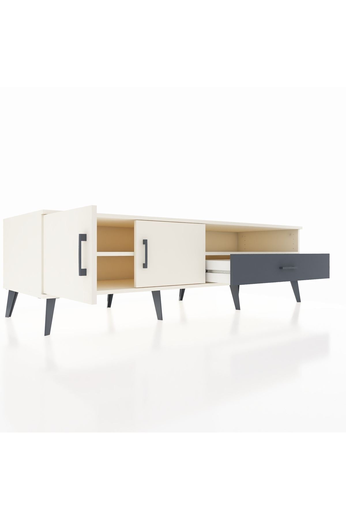 Kronos TV Ünitesi 2 Raflı Tek Çekmeceli 2 Kapaklı 176x59x51 Aytaşı-Aytaşı/Antrasit