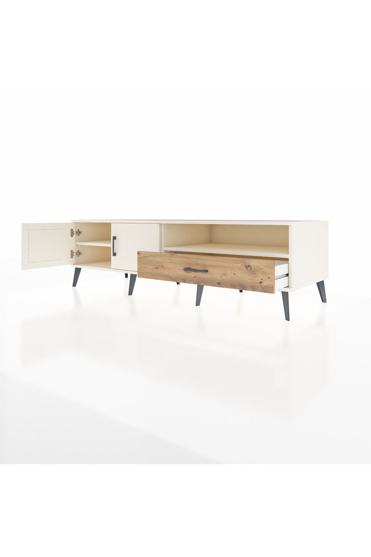 Kronos TV Ünitesi 2 Raflı Tek Çekmeceli 2 Kapaklı 176x59x51 Aytaşı-Aytaşı/Çam