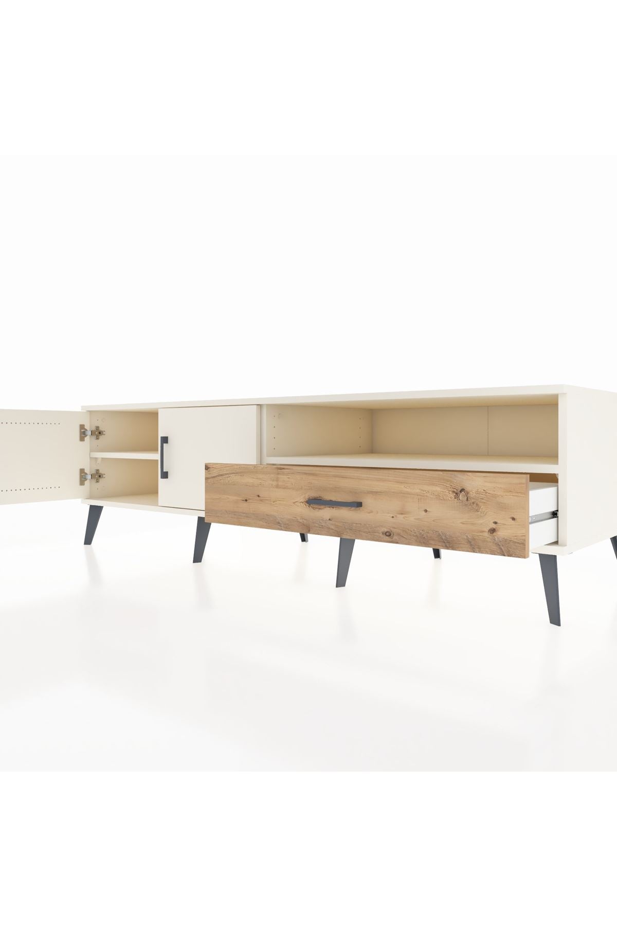 Kronos TV Ünitesi 2 Raflı Tek Çekmeceli 2 Kapaklı 176x59x51 Aytaşı-Aytaşı/Çam