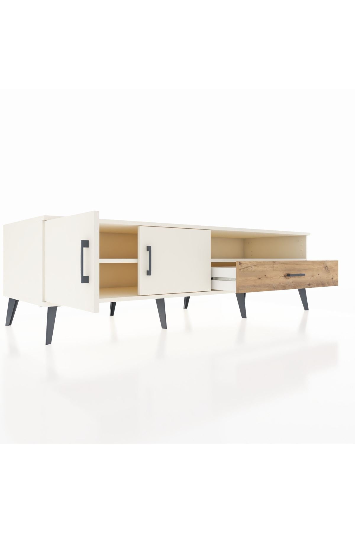 Kronos TV Ünitesi 2 Raflı Tek Çekmeceli 2 Kapaklı 176x59x51 Aytaşı-Aytaşı/Çam