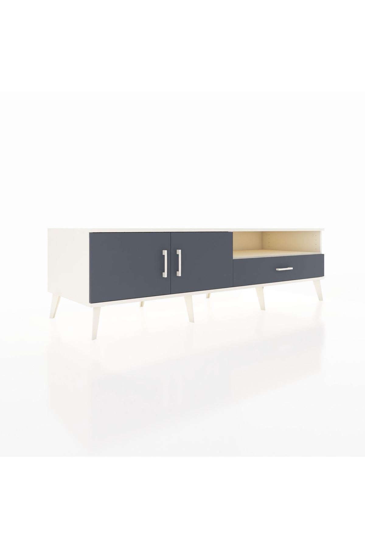 Kronos TV Ünitesi 2 Raflı Tek Çekmeceli 2 Kapaklı 176x59x51 Aytaşı-Antrasit/Antrasit