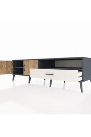 Kronos TV Ünitesi 2 Raflı Tek Çekmeceli 2 Kapaklı 176x59x51 Antrasit-Çam/Aytaşı