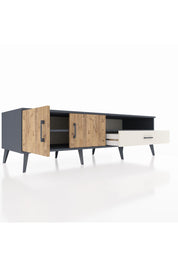 Kronos TV Ünitesi 2 Raflı Tek Çekmeceli 2 Kapaklı 176x59x51 Antrasit-Çam/Aytaşı