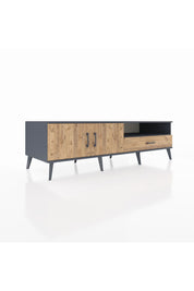 Kronos TV Ünitesi 2 Raflı Tek Çekmeceli 2 Kapaklı 176x59x51 Antrasit-Çam/Çam