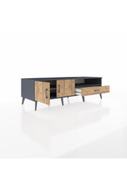 Kronos TV Ünitesi 2 Raflı Tek Çekmeceli 2 Kapaklı 176x59x51 Antrasit-Çam/Çam