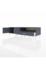 Kronos TV Ünitesi 2 Raflı Tek Çekmeceli 2 Kapaklı 176x59x51 Antrasit-Antrasit/Antrasit