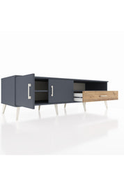 Kronos TV Ünitesi 2 Raflı Tek Çekmeceli 2 Kapaklı 176x59x51 Antrasit-Antrasit/Çam