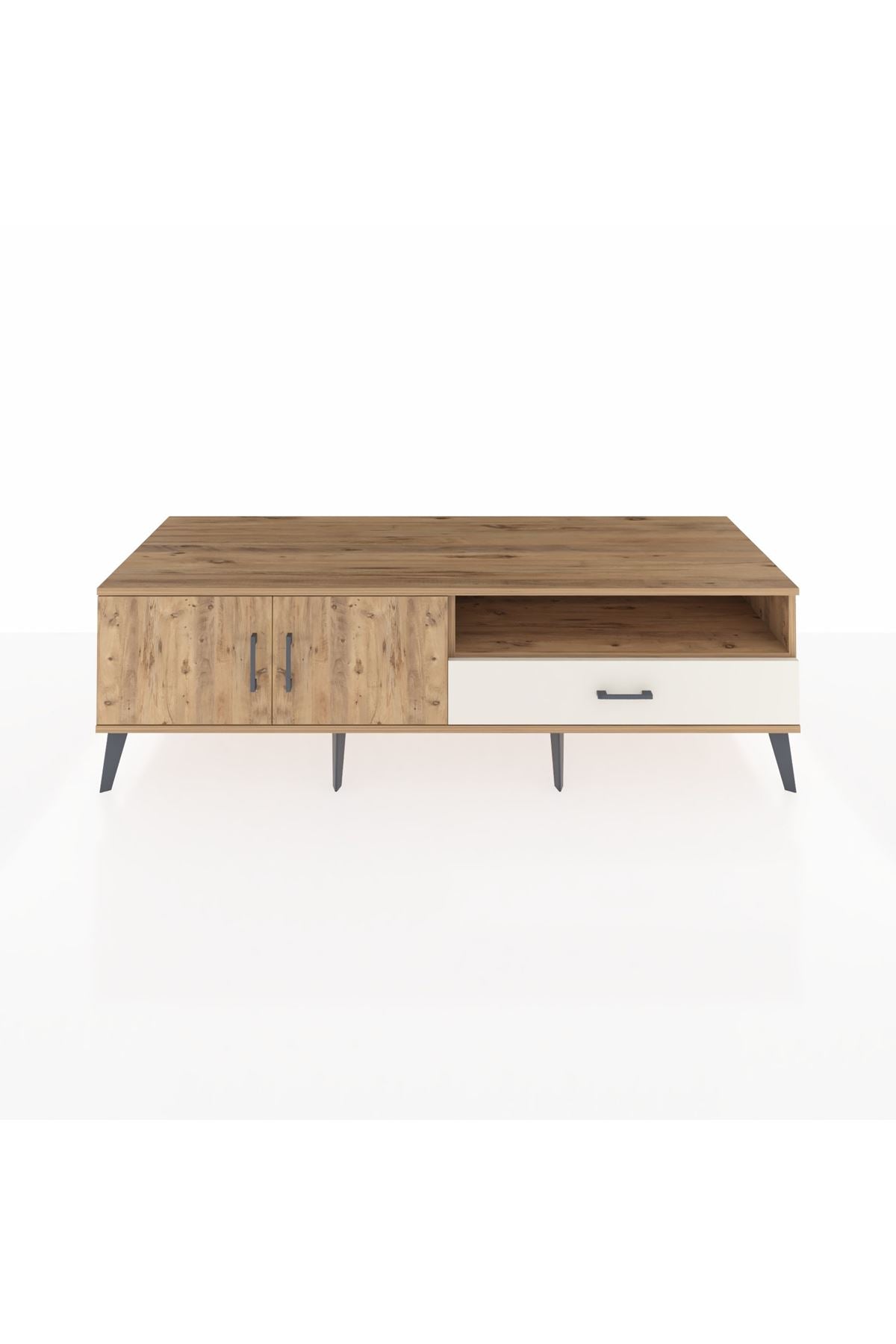 Kronos TV Ünitesi 2 Raflı Tek Çekmeceli 2 Kapaklı 176x59x51 Çam-Çam/Aytaşı