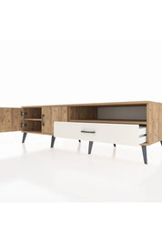 Kronos TV Ünitesi 2 Raflı Tek Çekmeceli 2 Kapaklı 176x59x51 Çam-Çam/Aytaşı