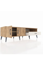 Kronos TV Ünitesi 2 Raflı Tek Çekmeceli 2 Kapaklı 176x59x51 Çam-Çam/Aytaşı