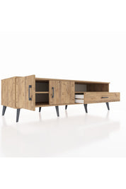 Kronos TV Ünitesi 2 Raflı Tek Çekmeceli 2 Kapaklı 176x59x51 Çam-Çam/Çam