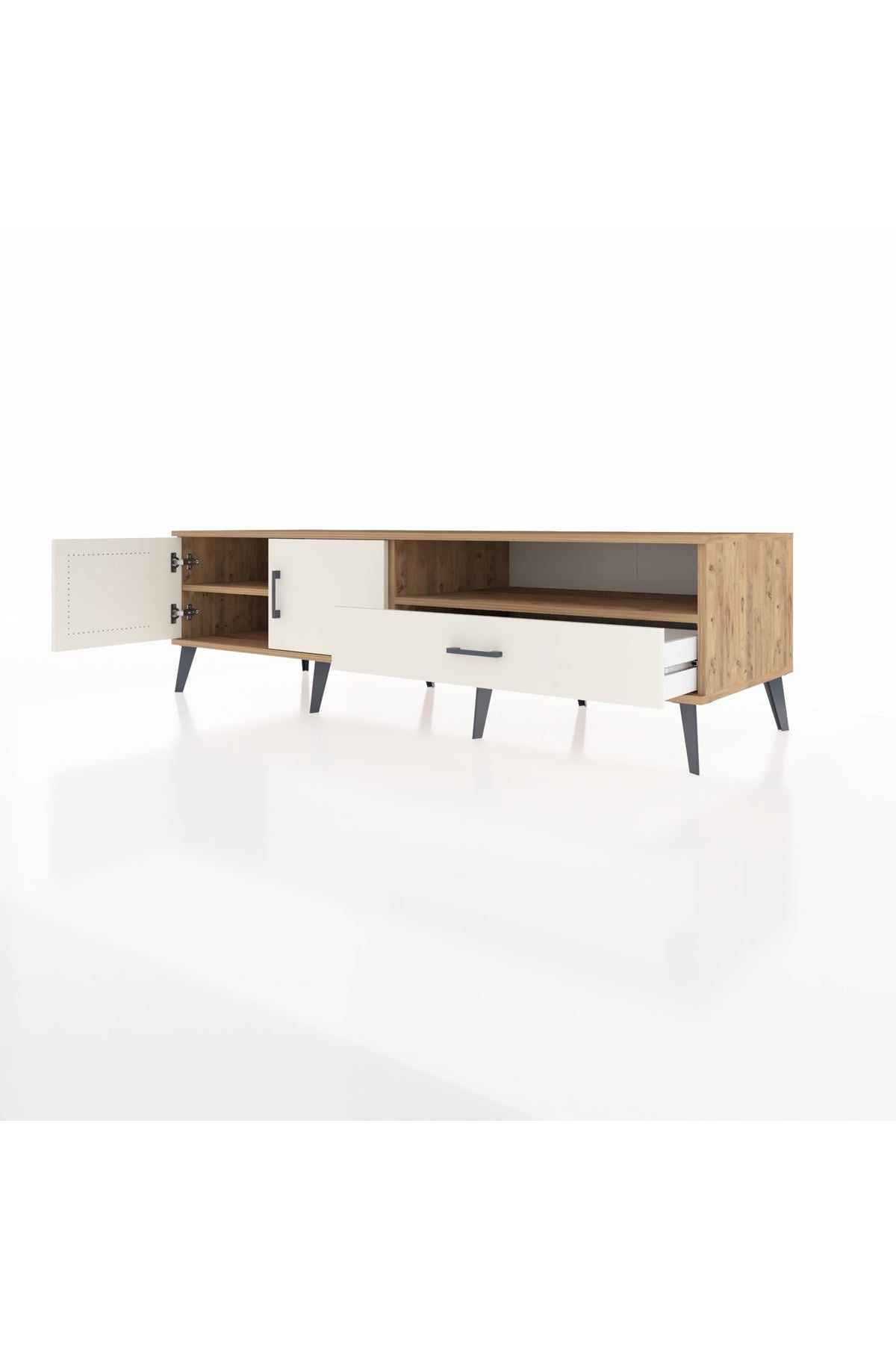 Kronos TV Ünitesi 2 Raflı Tek Çekmeceli 2 Kapaklı 176x59x51 Çam-Aytaşı/Aytaşı