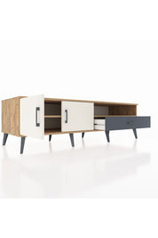 Kronos TV Ünitesi 2 Raflı Tek Çekmeceli 2 Kapaklı 176x59x51 Çam-Aytaşı/Antrasit