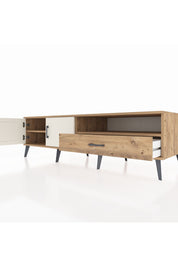 Kronos TV Ünitesi 2 Raflı Tek Çekmeceli 2 Kapaklı 176x59x51 Çam-Aytaşı/Çam