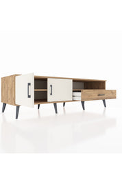 Kronos TV Ünitesi 2 Raflı Tek Çekmeceli 2 Kapaklı 176x59x51 Çam-Aytaşı/Çam