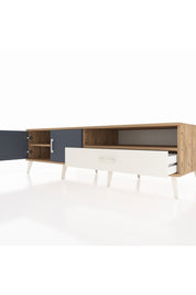 Kronos TV Ünitesi 2 Raflı Tek Çekmeceli 2 Kapaklı 176x59x51 Çam-Antrasit/Aytaşı