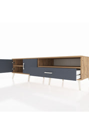 Kronos TV Ünitesi 2 Raflı Tek Çekmeceli 2 Kapaklı 176x59x51 Çam-Antrasit/Antrasit