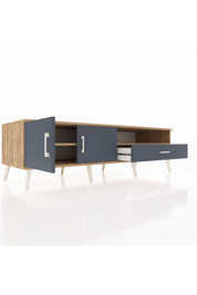 Kronos TV Ünitesi 2 Raflı Tek Çekmeceli 2 Kapaklı 176x59x51 Çam-Antrasit/Antrasit