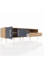 Kronos TV Ünitesi 2 Raflı Tek Çekmeceli 2 Kapaklı 176x59x51 Çam-Antrasit/Çam