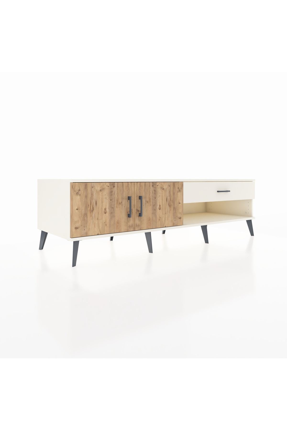 Kronos TV Ünitesi Tek Raflı Tek Çekmeceli 2 Kapaklı 176x59x51 Aytaşı-Çam/Aytaşı