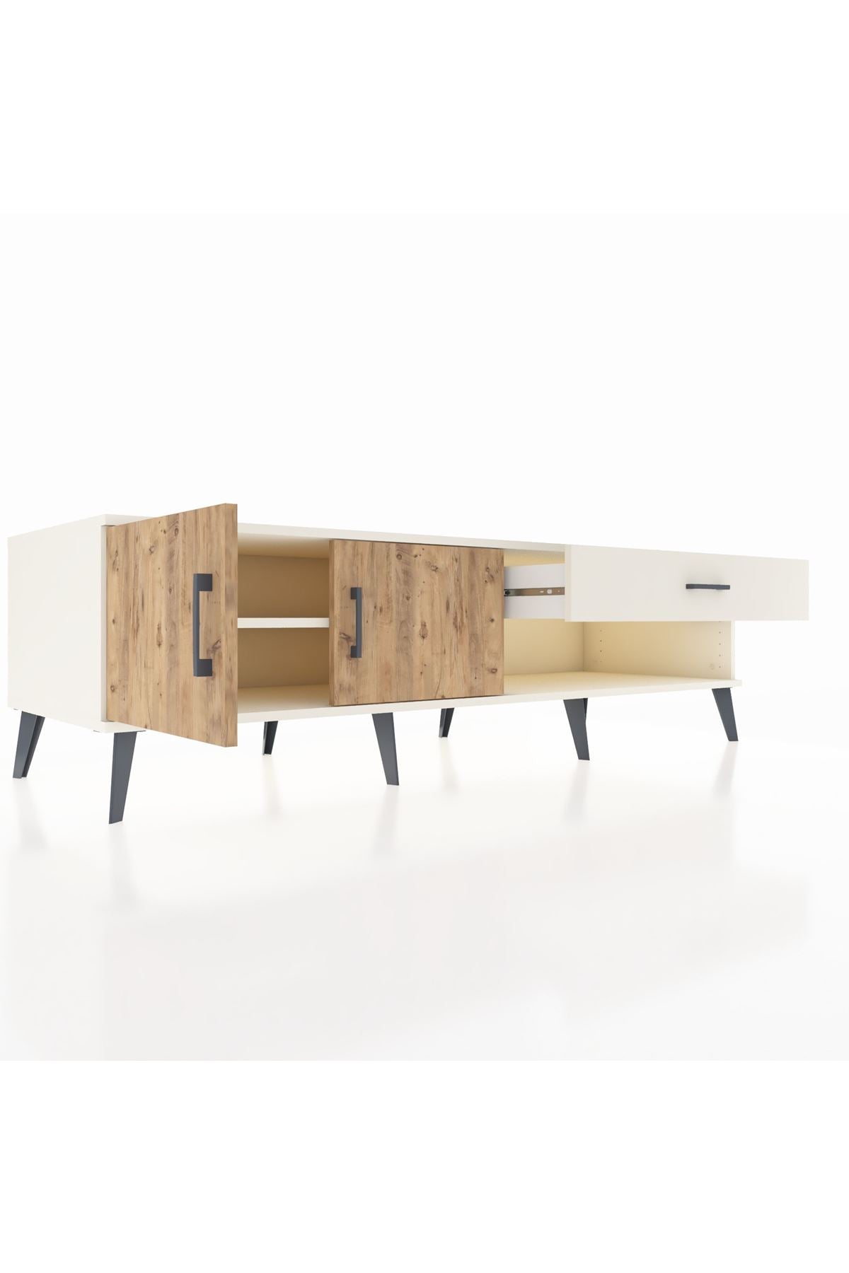 Kronos TV Ünitesi Tek Raflı Tek Çekmeceli 2 Kapaklı 176x59x51 Aytaşı-Çam/Aytaşı