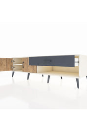 Kronos TV Ünitesi Tek Raflı Tek Çekmeceli 2 Kapaklı 176x59x51 Aytaşı-Çam/Antrasit