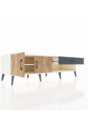 Kronos TV Ünitesi Tek Raflı Tek Çekmeceli 2 Kapaklı 176x59x51 Aytaşı-Çam/Antrasit