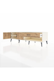 Kronos TV Ünitesi Tek Raflı Tek Çekmeceli 2 Kapaklı 176x59x51 Aytaşı-Çam/Çam