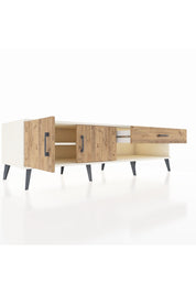 Kronos TV Ünitesi Tek Raflı Tek Çekmeceli 2 Kapaklı 176x59x51 Aytaşı-Çam/Çam