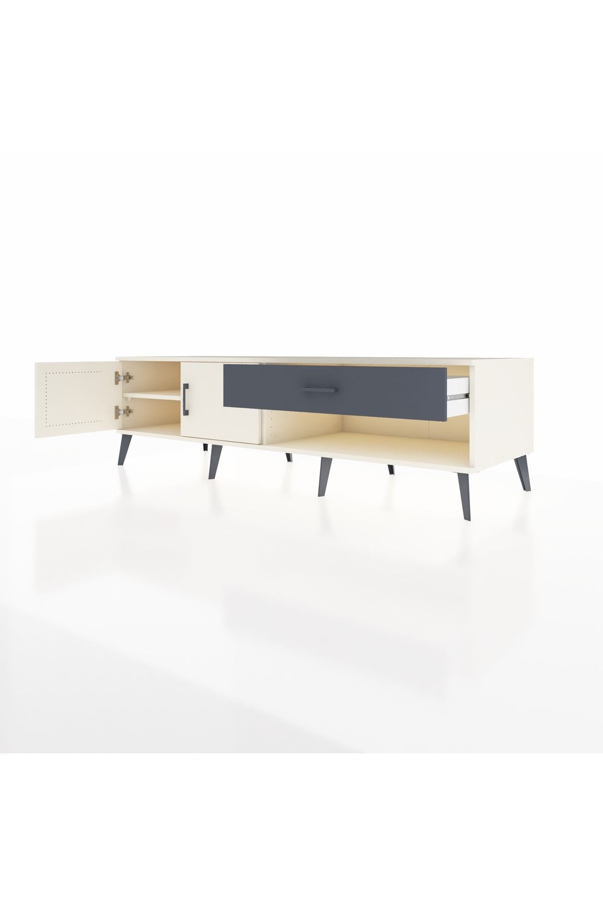 Kronos TV Ünitesi Tek Raflı Tek Çekmeceli 2 Kapaklı 176x59x51 Aytaşı-Aytaşı/Antrasit