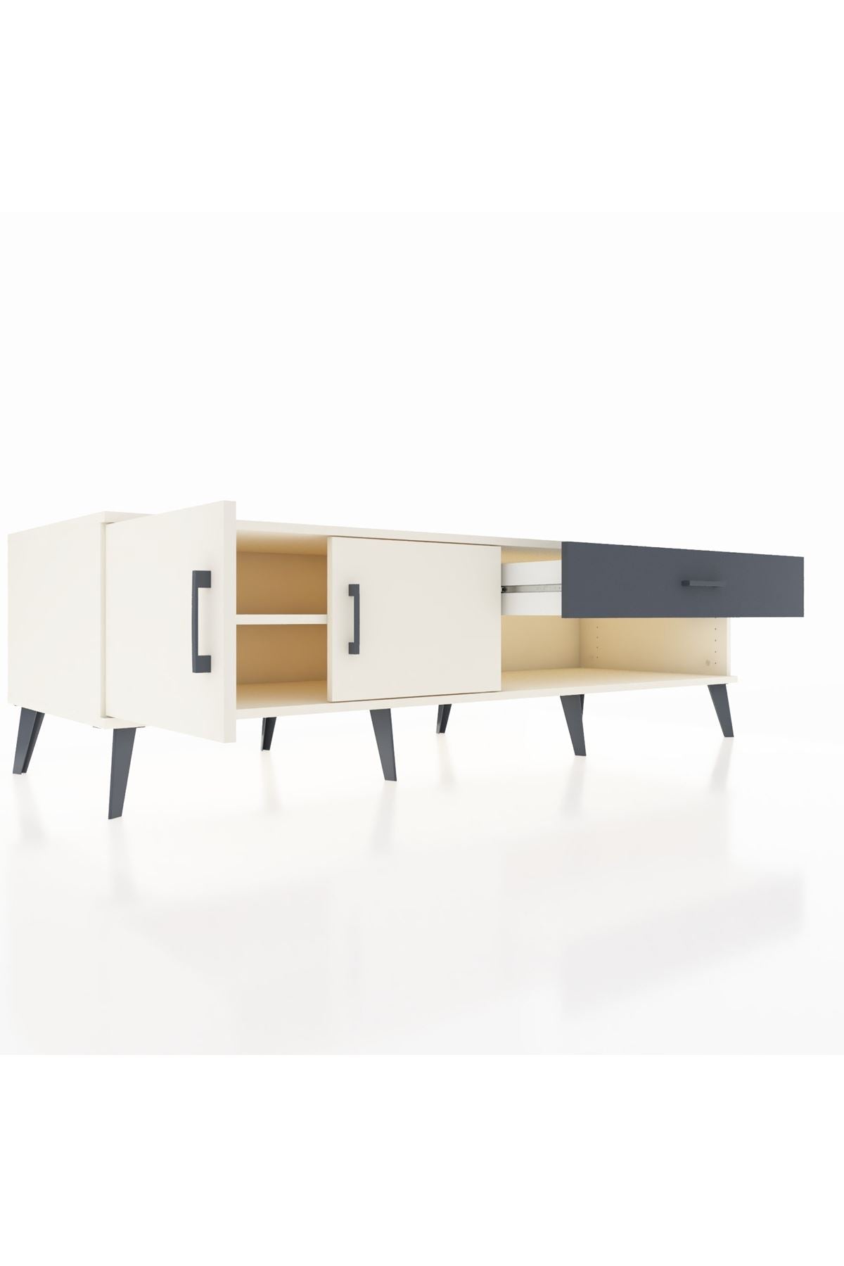 Kronos TV Ünitesi Tek Raflı Tek Çekmeceli 2 Kapaklı 176x59x51 Aytaşı-Aytaşı/Antrasit