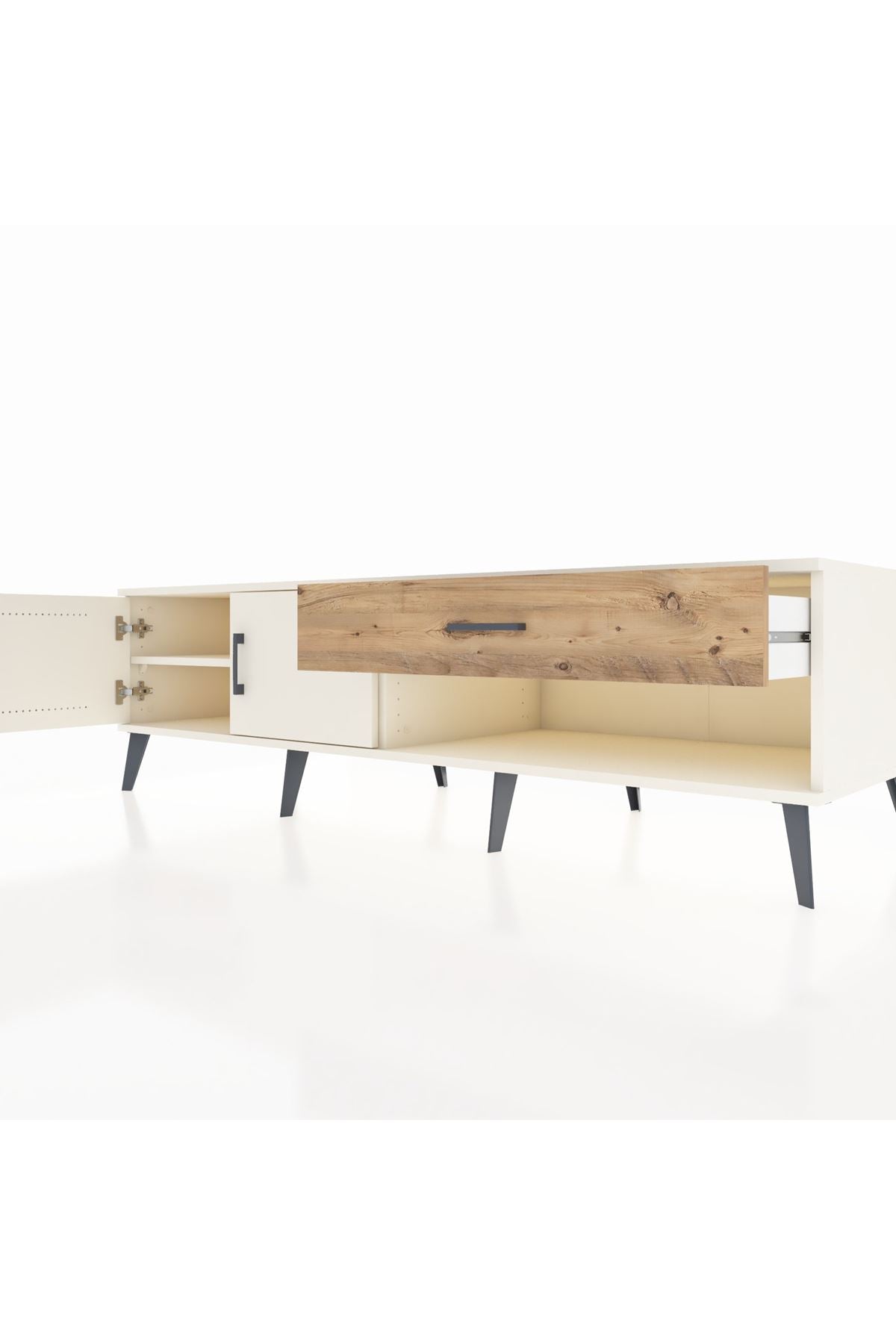 Kronos TV Ünitesi Tek Raflı Tek Çekmeceli 2 Kapaklı 176x59x51 Aytaşı-Aytaşı/Çam