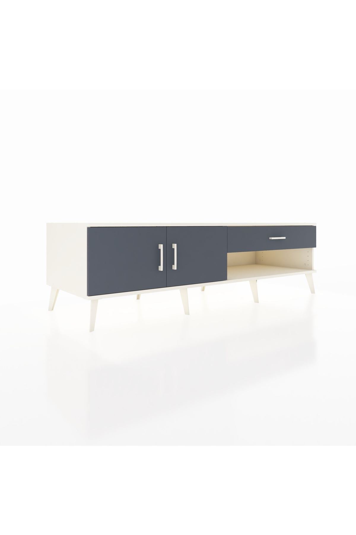 Kronos TV Ünitesi Tek Raflı Tek Çekmeceli 2 Kapaklı 176x59x51 Aytaşı-Antrasit/Antrasit