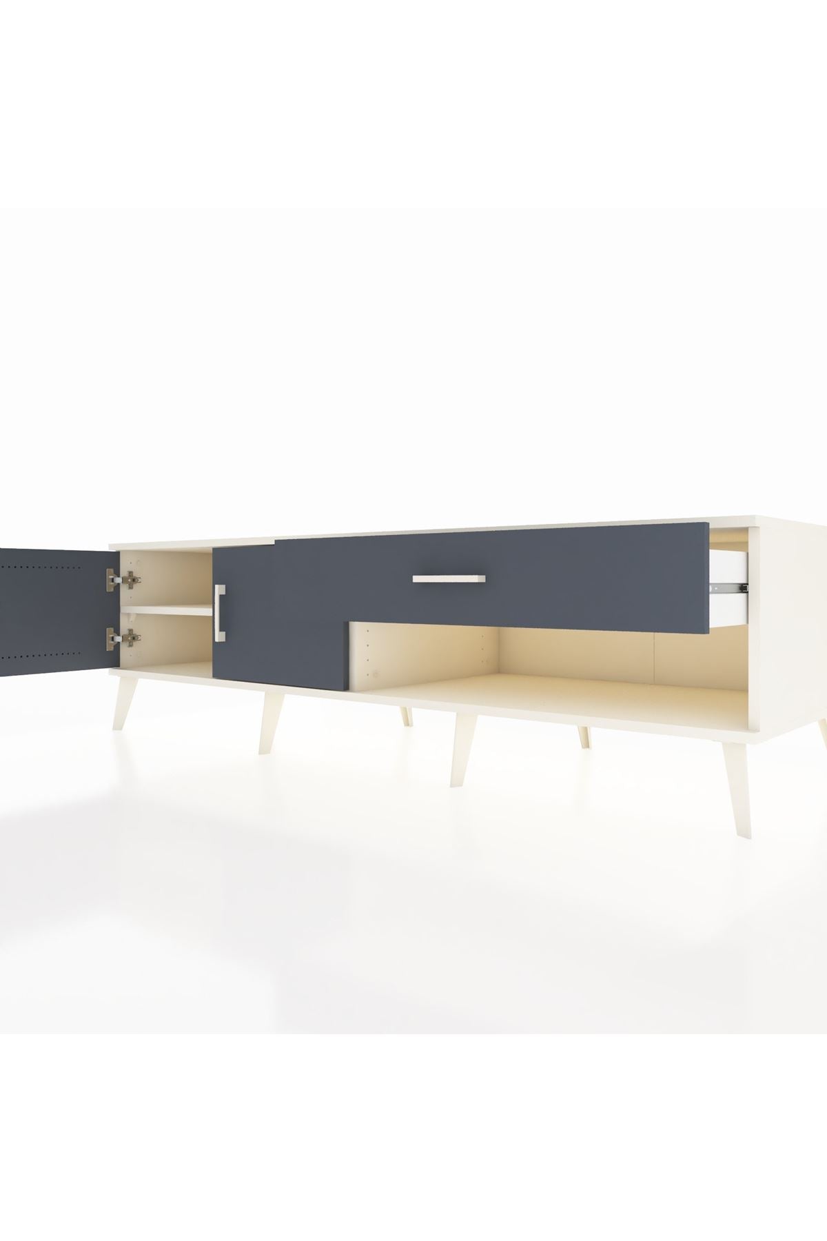 Kronos TV Ünitesi Tek Raflı Tek Çekmeceli 2 Kapaklı 176x59x51 Aytaşı-Antrasit/Antrasit