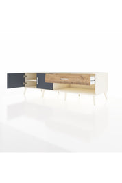 Kronos TV Ünitesi Tek Raflı Tek Çekmeceli 2 Kapaklı 176x59x51 Aytaşı-Antrasit/Çam