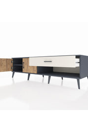 Kronos TV Ünitesi Tek Raflı Tek Çekmeceli 2 Kapaklı 176x59x51 Antrasit-Çam/Aytaşı